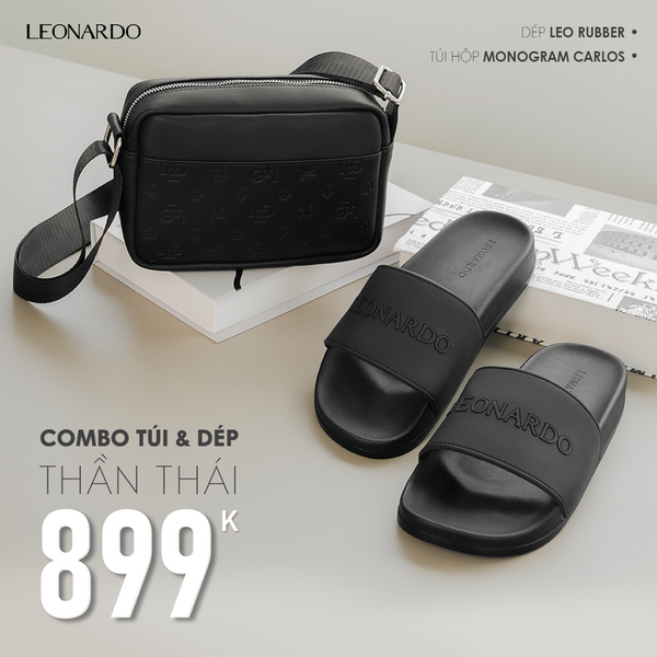 Combo Dép Leo Rubber & Túi hộp Monogram Carlos