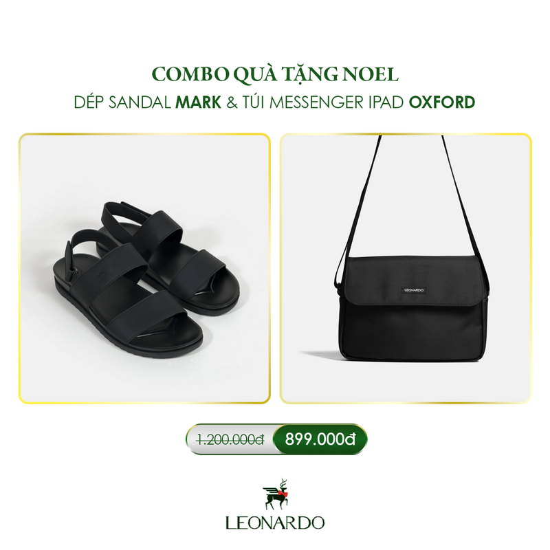 Combo Dép Sandal Mark & Túi Messenger Ipad Oxford